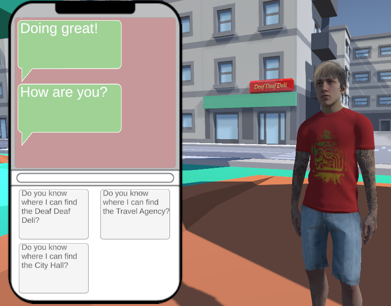 NPC dialogue using a cell phone
